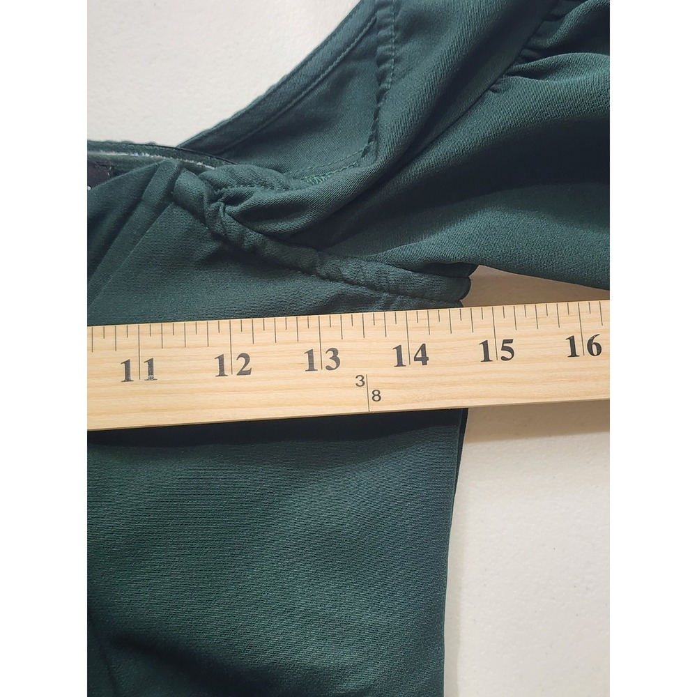 PrettyLittleThing Emerald Green Corset Puff Sleeve Top Dark Forest Zip Back - Picture 5 of 5